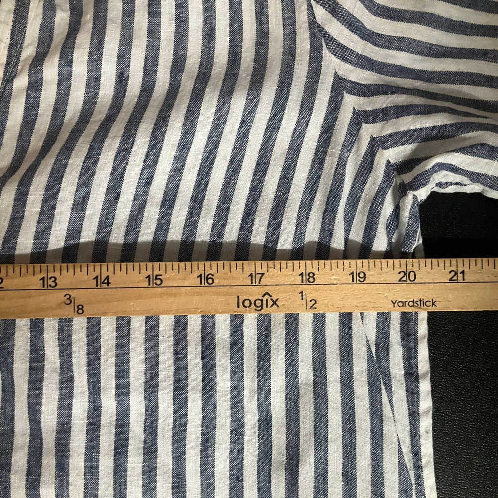 J.Crew Shift Dress Womens M Blue White 100% Linen Striped V-Neck Coastal Resort - Picture 6 of 9